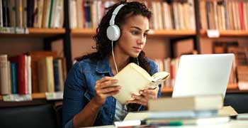 Student reading an assignment